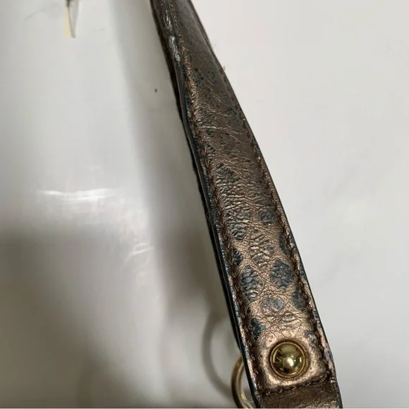 Michael Kors womens Snakeskin print Handbag Bronze Logo Gold Adorable! - Picture 11 of 15